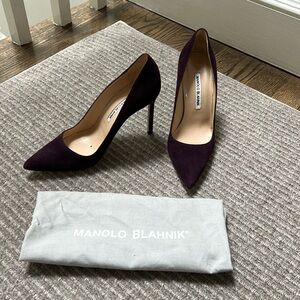 Manolo Blahnik purple suede heels